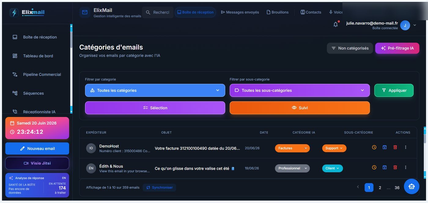Catégorisation & priorités — Elixmail