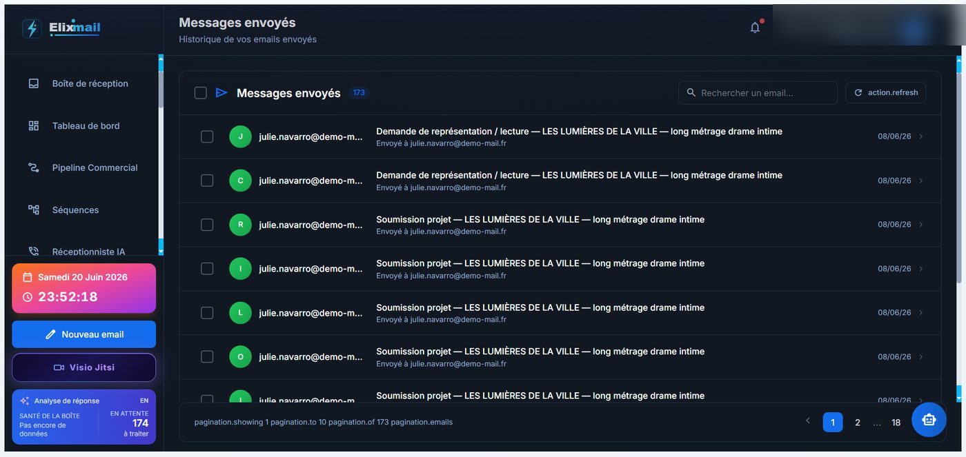 Messages envoyés — Elixmail