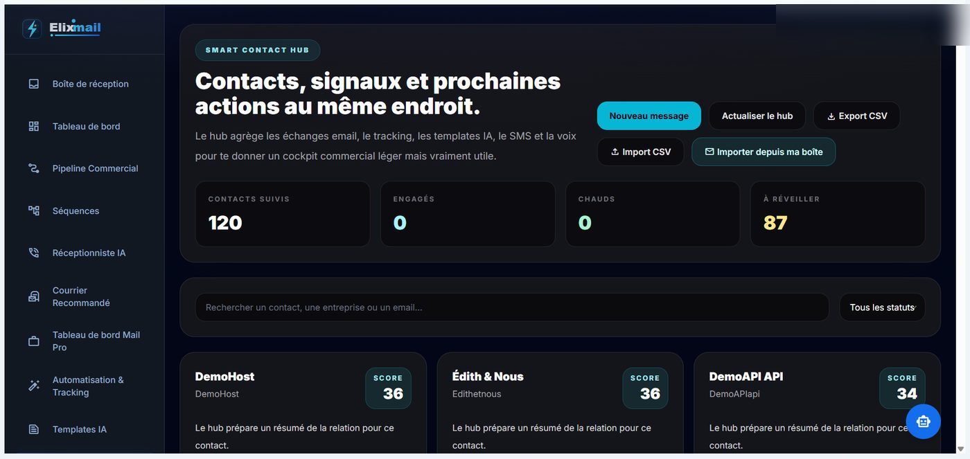 Hub Contacts intelligent — Elixmail