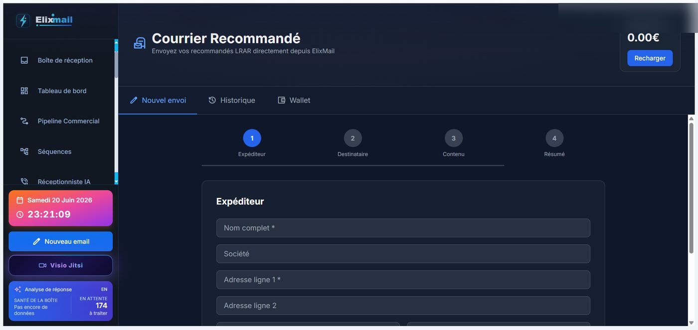 Courrier recommandé (LRAR) — Elixmail
