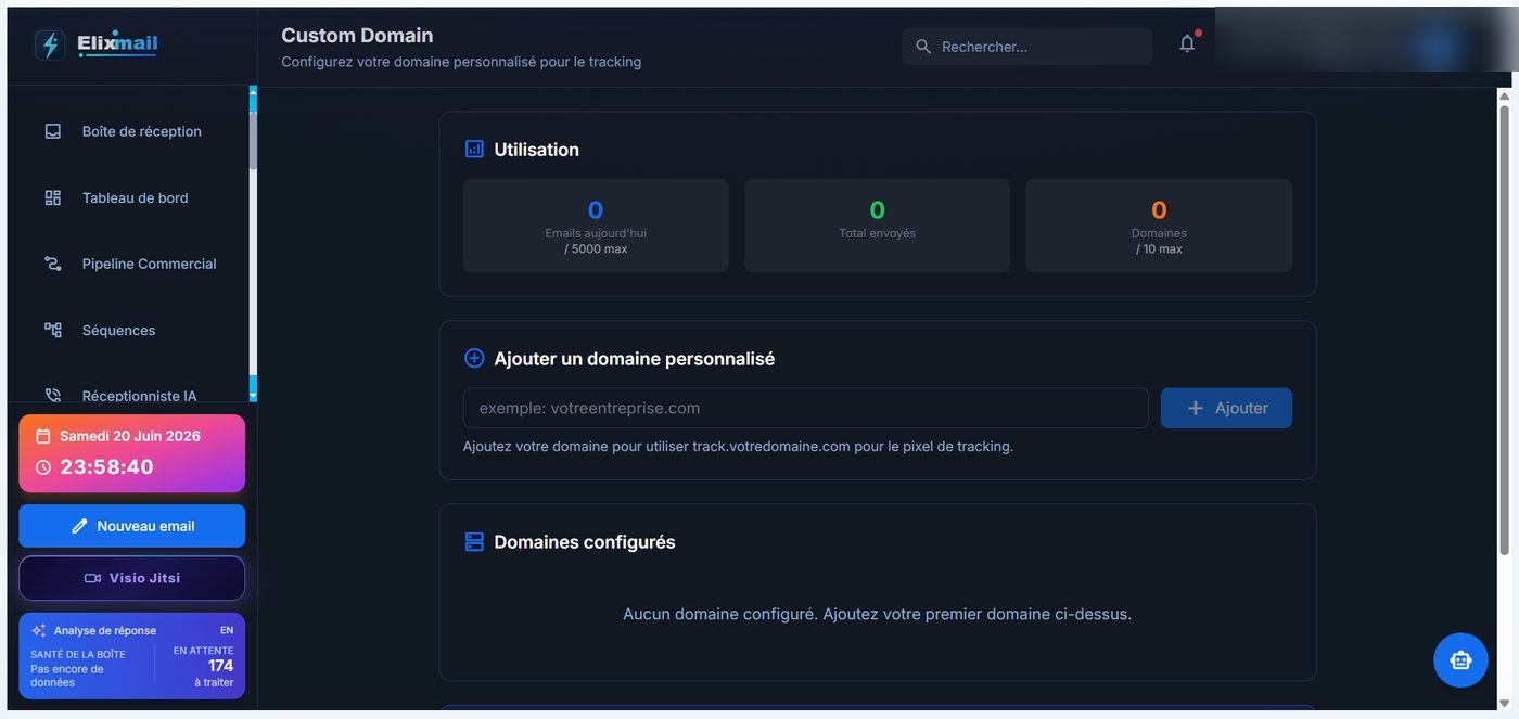 Domaine personnalisé — Elixmail